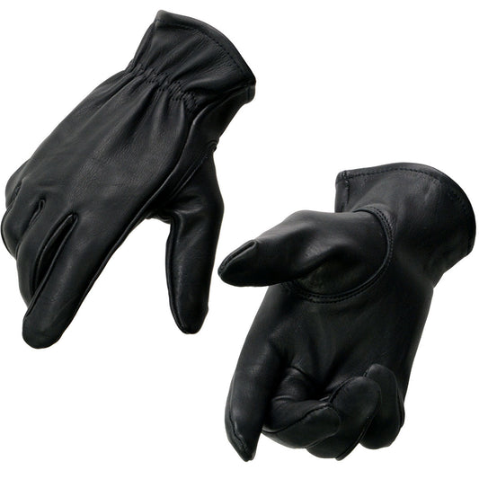 Milwaukee Leather MG7595 Men's Black Deerskin Unlined Motorcycle Hand Gloves w/ Sinch Wrist Closure