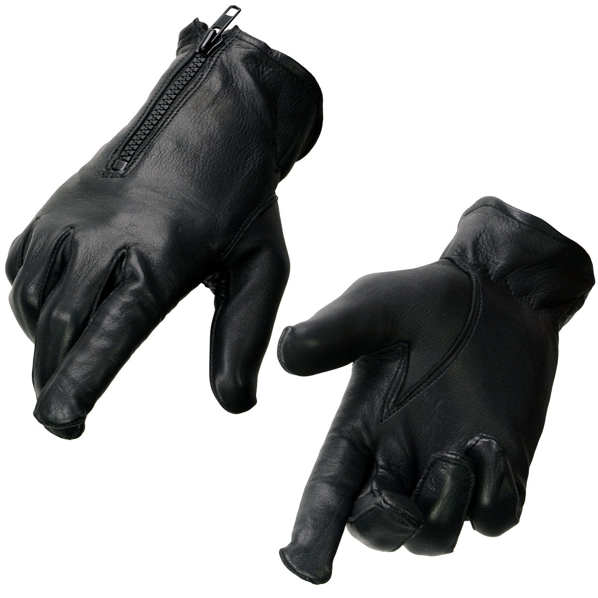 Milwaukee Leather SH867 Men's USA Deerskin Black Leather Unlined Lightweight Motorcycle Riders Gloves