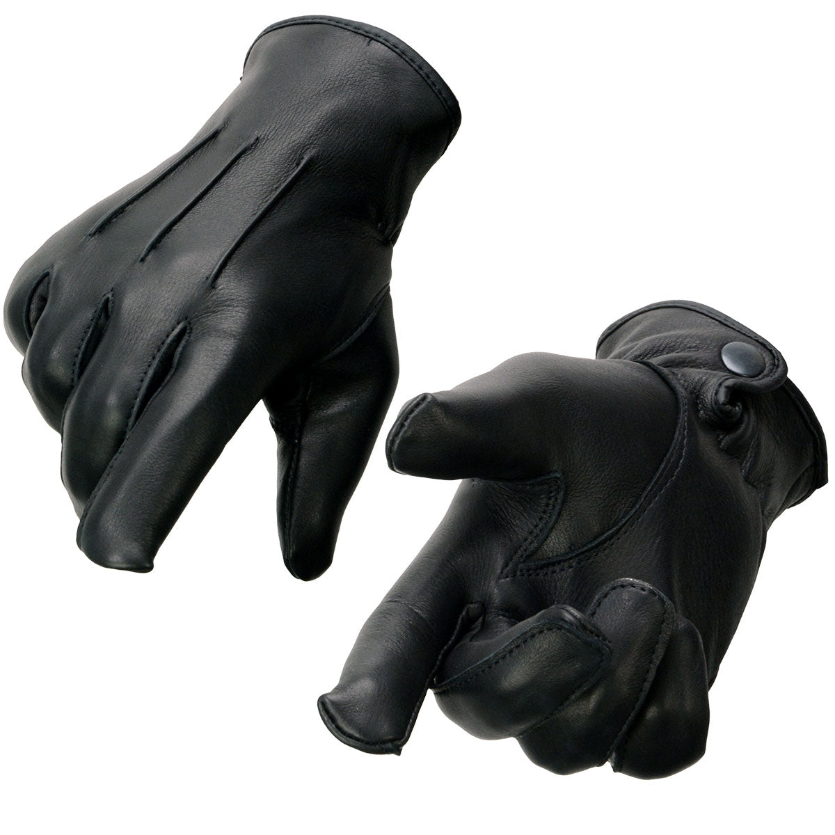 Milwaukee Leather SH875 Men's Thermal Lined USA Deerskin Black Leather Motorcycle Gloves w/ Snap Wrist Closure