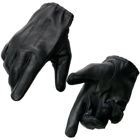 Milwaukee Leather SH887 Men's USA Deerskin Black Leather Unlined Lightweight Motorcycle Riders Gloves