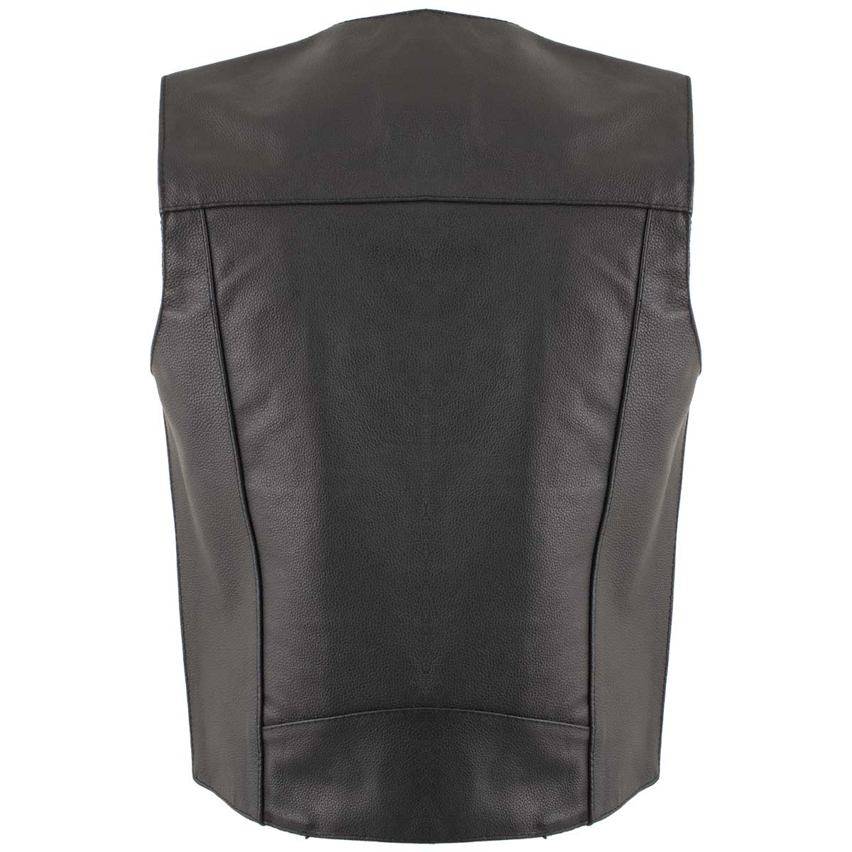 USA Leather 1201 Men's Black Classic Club Style Motorcycle Original Leather Vest