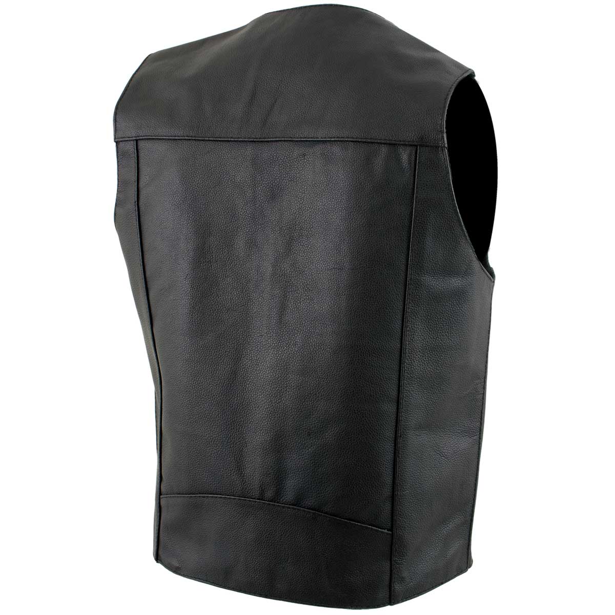 USA Leather 1201 Men's Black Classic Club Style Motorcycle Original Leather Vest