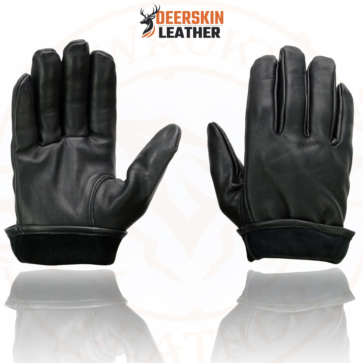 Milwaukee Leather MG7595 Men's Black Deerskin Unlined Motorcycle Hand Gloves w/ Sinch Wrist Closure