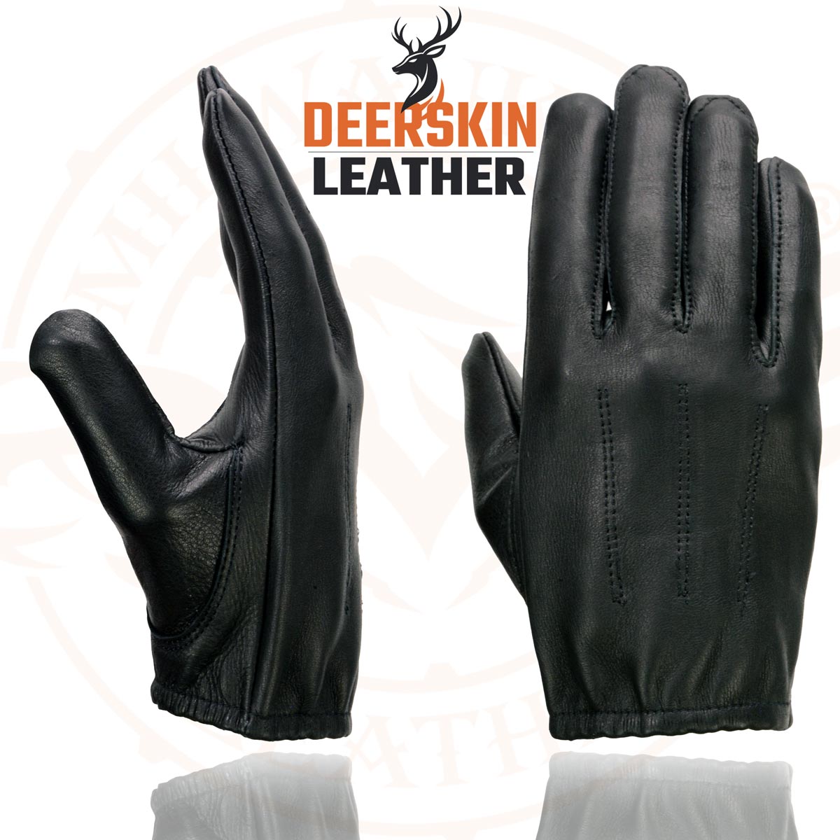 Milwaukee Leather SH887 Men's USA Deerskin Black Leather Unlined Lightweight Motorcycle Riders Gloves