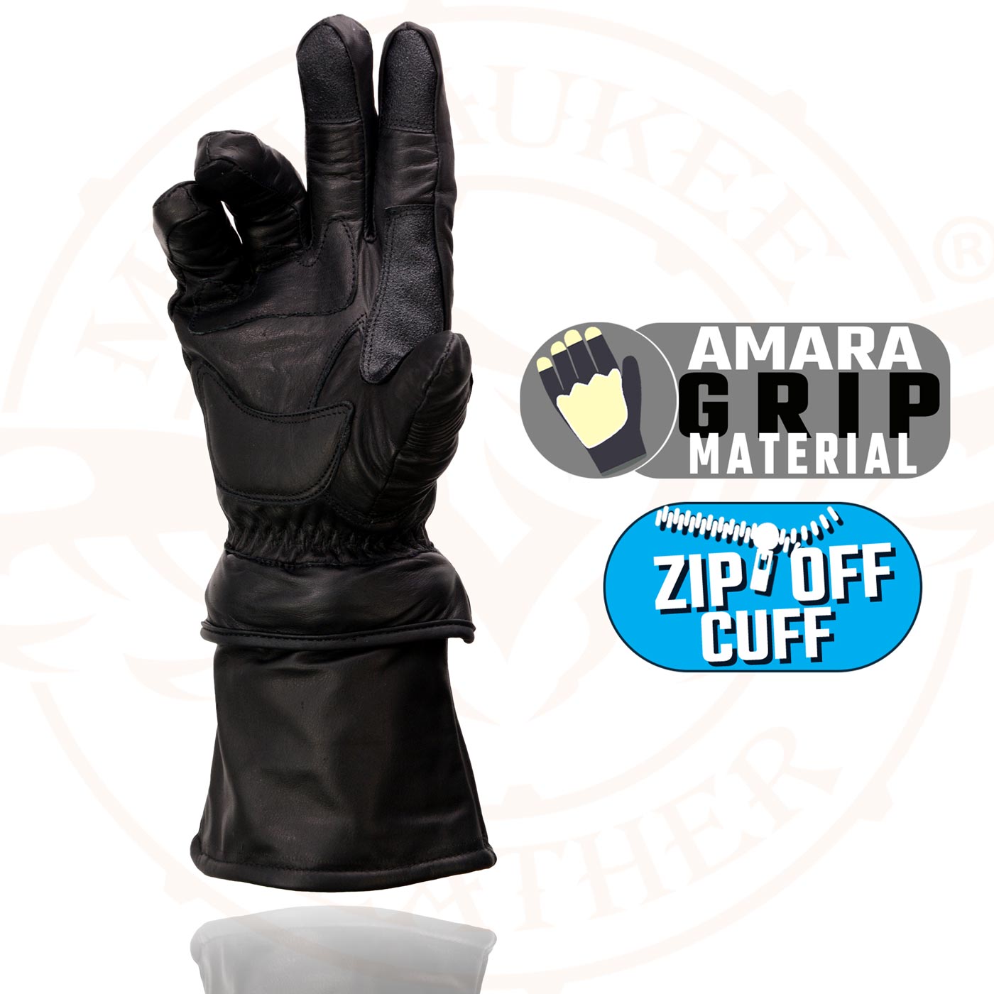 Milwaukee Leather Men's Gauntlet Motorcycle Hand Gloves-Removeable Zip-Off-Long Cuff Thermal Lined Gel Palm-SH710