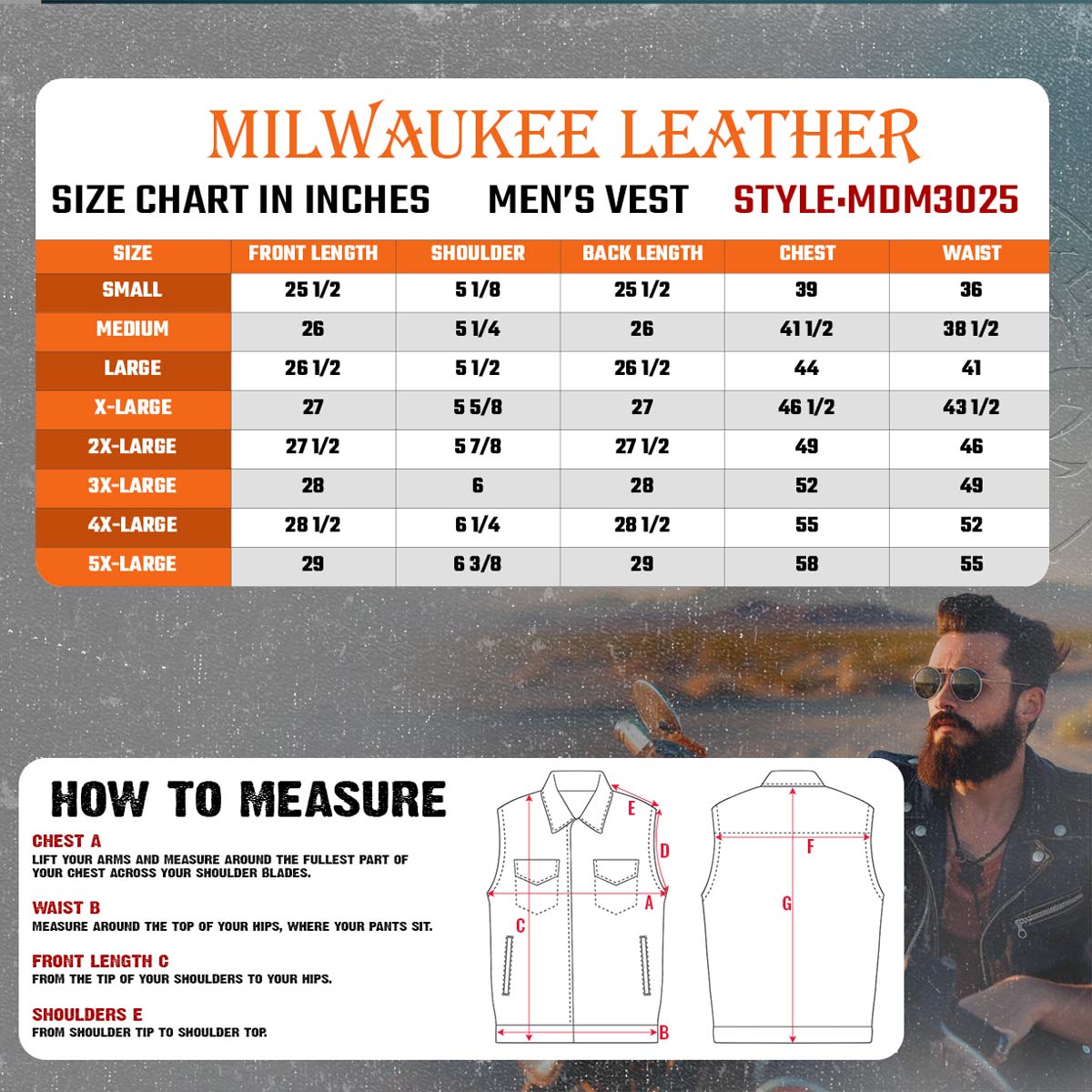 Milwaukee Leather MDM3025 Men’s Black Waxy Coated Denim Club Style Motorcycle Rider Vest w/ Shirt Collar w/ Shirt Collar