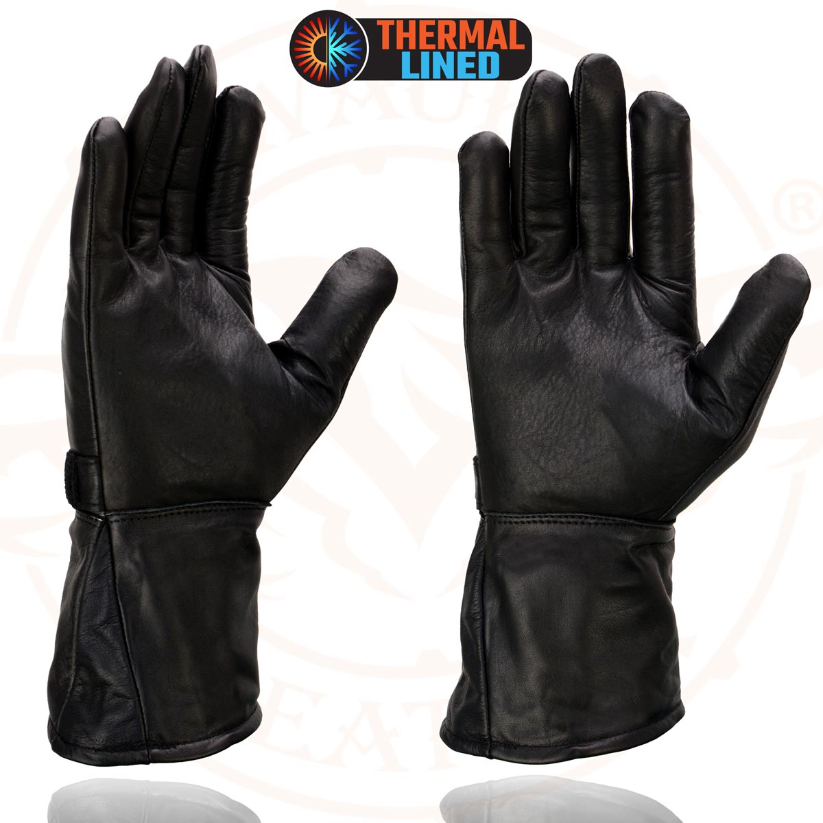 Milwaukee Leather MG7505 Men's Black Gauntlet Leather Winter Motorcycle Hand Gloves