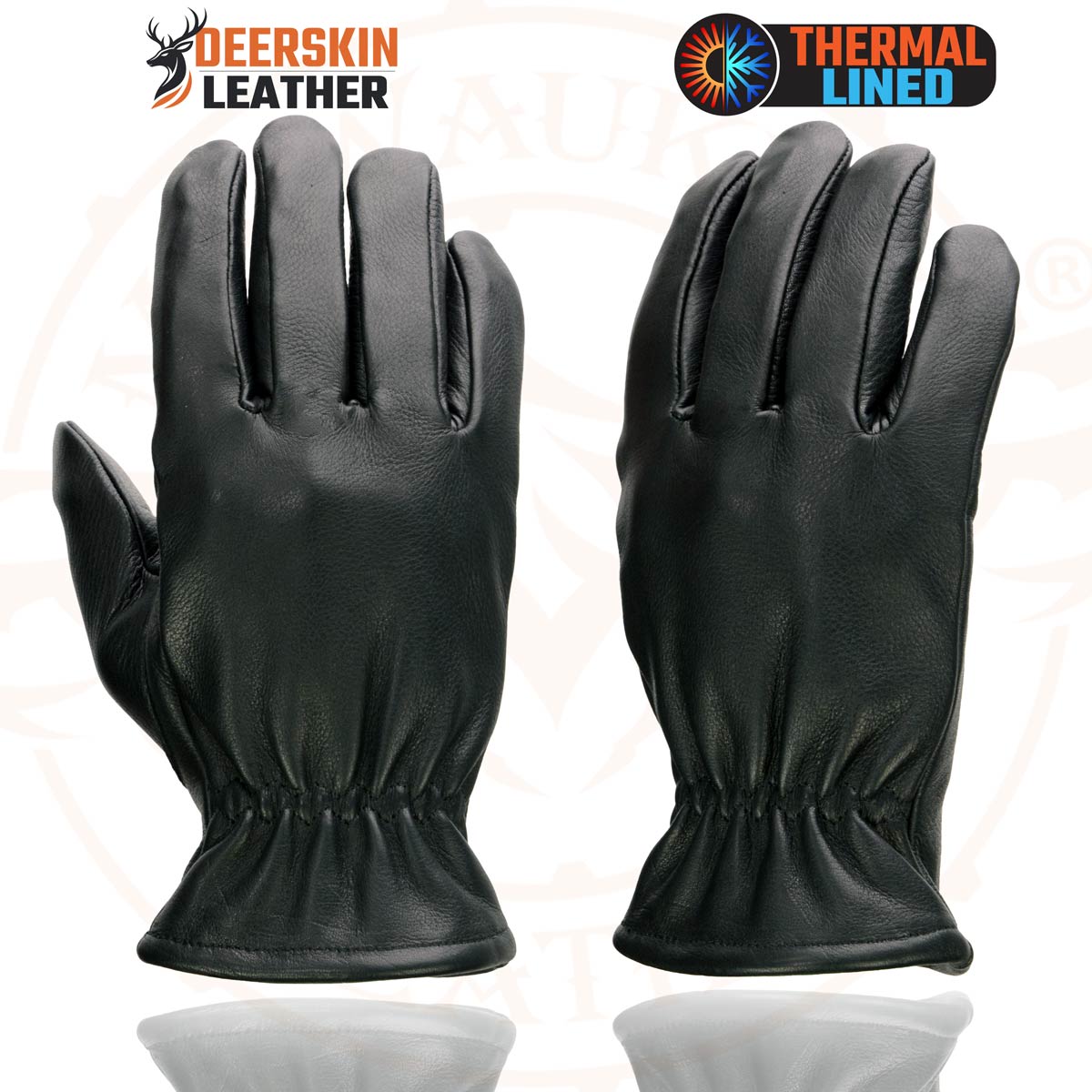 Milwaukee Leather SH858 Men's Thermal Lined USA Deerskin Black Leather Motorcycle Gloves w/ Sinch Wrist Closure