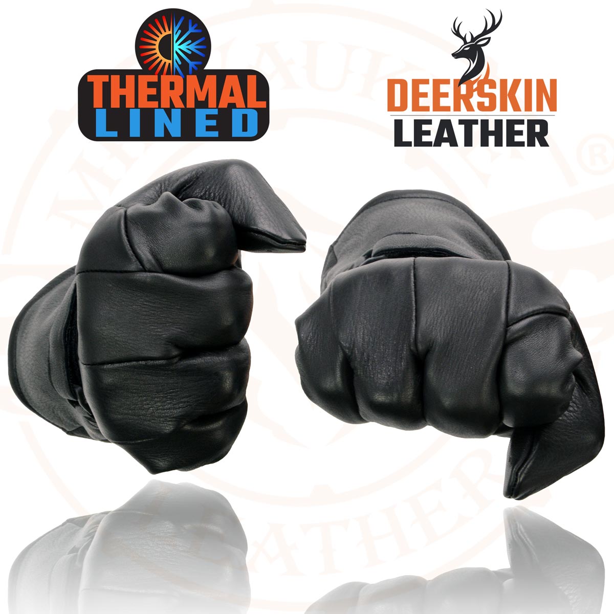 Milwaukee Leather SH864TH Men's Thermal Lined USA Deerskin Black Leather Gauntlet Motorcycle Winter Gloves