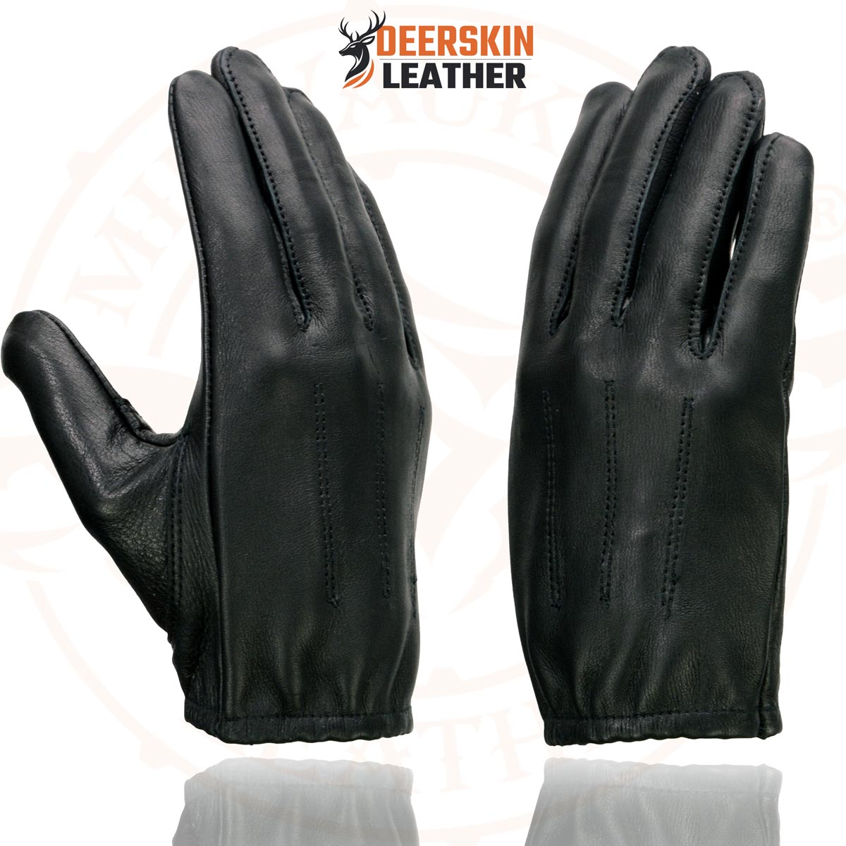 Milwaukee Leather SH887 Men's USA Deerskin Black Leather Unlined Lightweight Motorcycle Riders Gloves