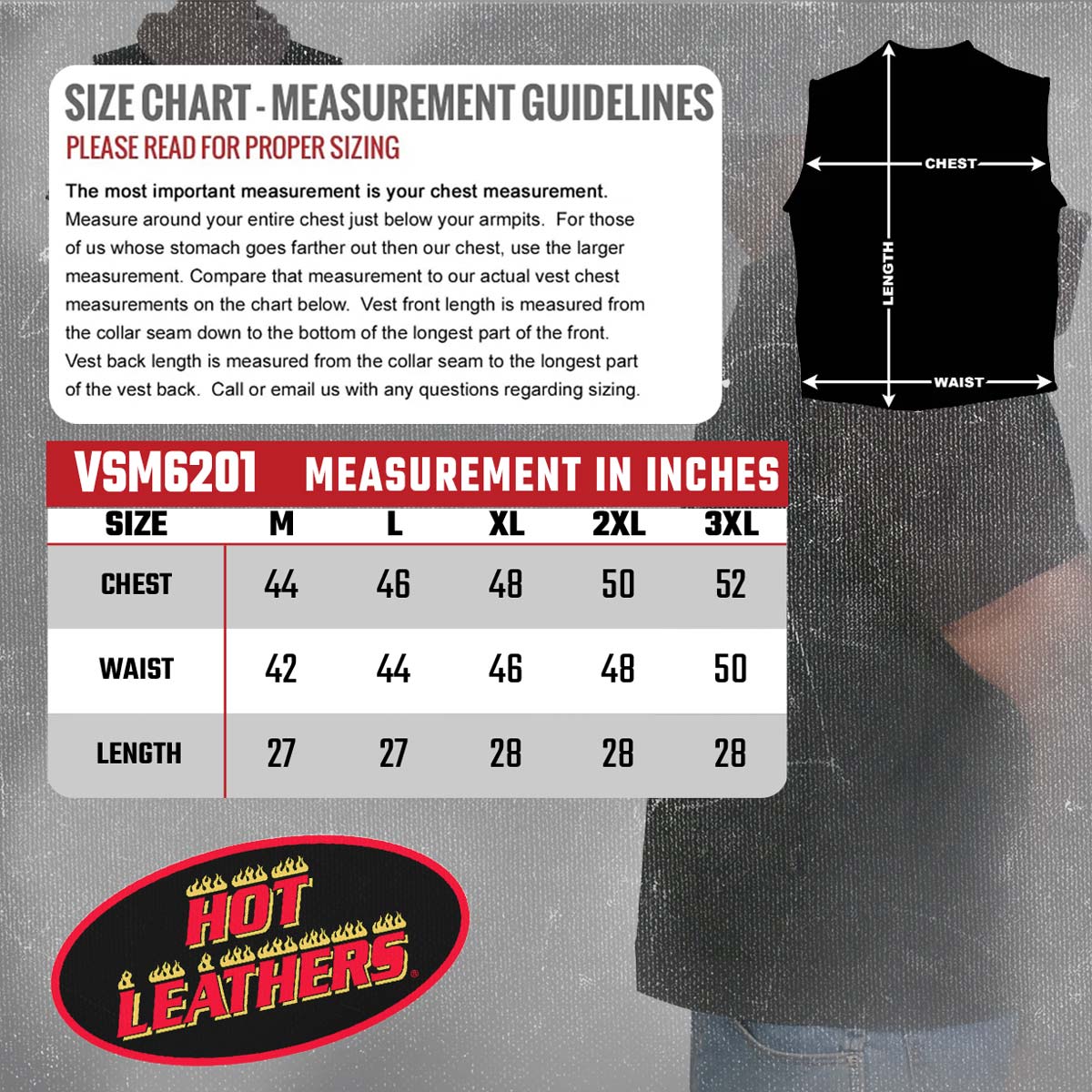 Hot Leathers VSM6201 Men's Black 'Conceal and Carry' Hooded Denim Club Style Vest