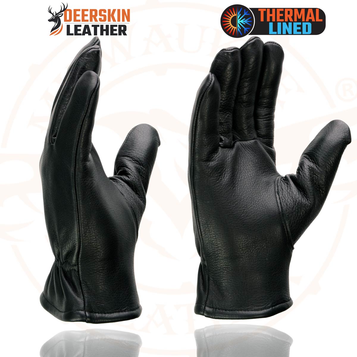 Milwaukee Leather SH858 Men's Thermal Lined USA Deerskin Black Leather Motorcycle Gloves w/ Sinch Wrist Closure