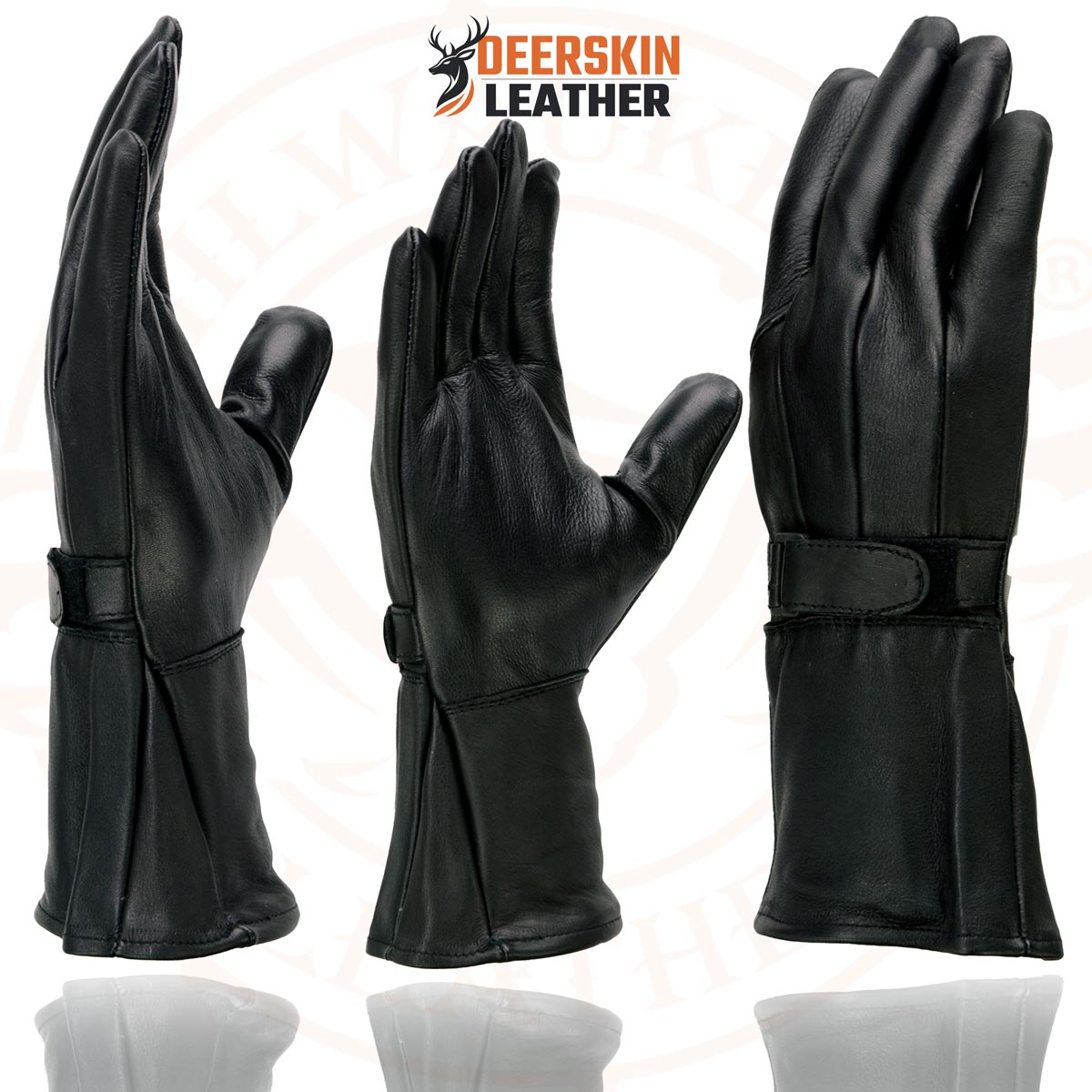 Milwaukee Leather SH864 Men's Gauntlet USA Deerskin Leather Unlined Motorcycle Winter Gloves