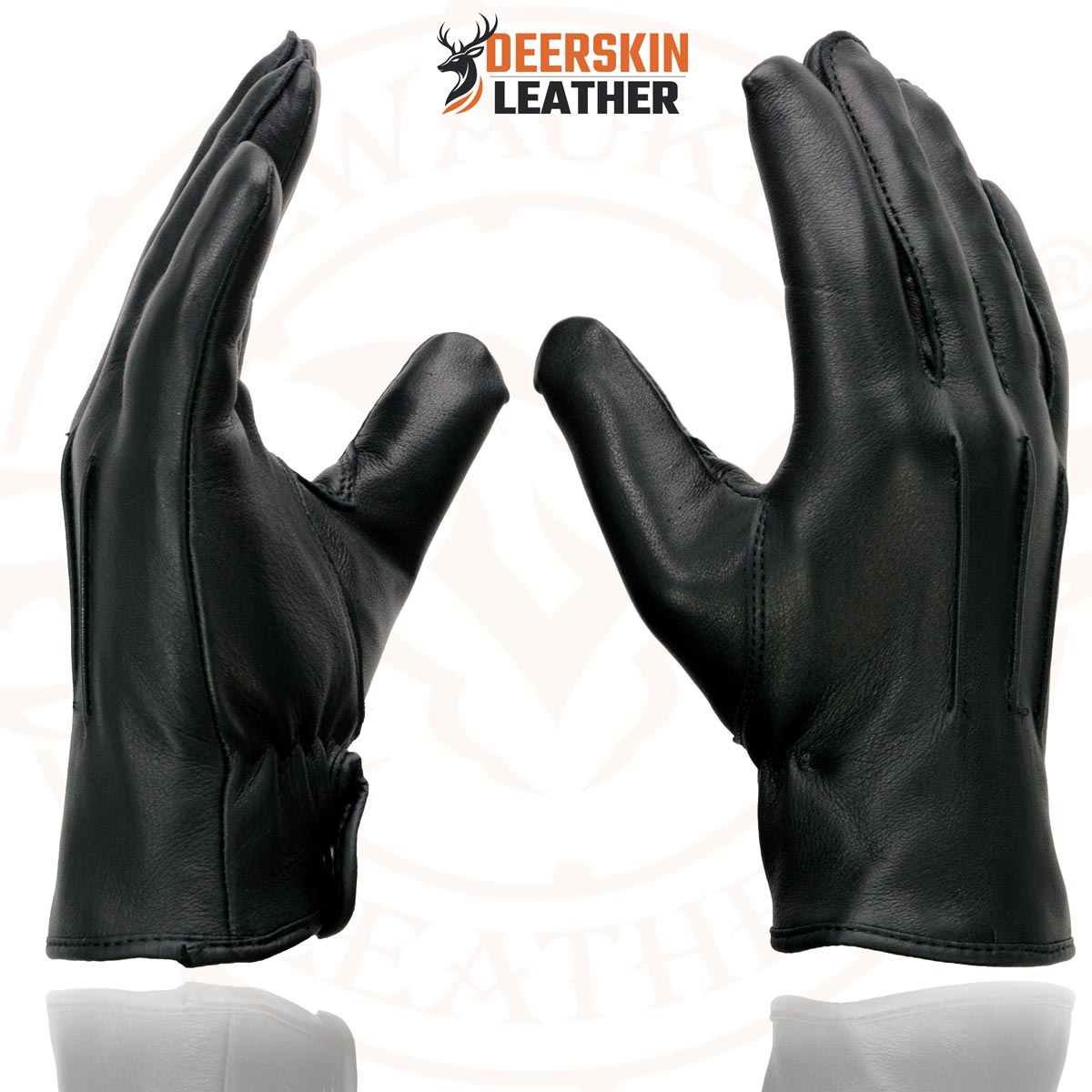 Milwaukee Leather SH875 Men's Thermal Lined USA Deerskin Black Leather Motorcycle Gloves w/ Snap Wrist Closure