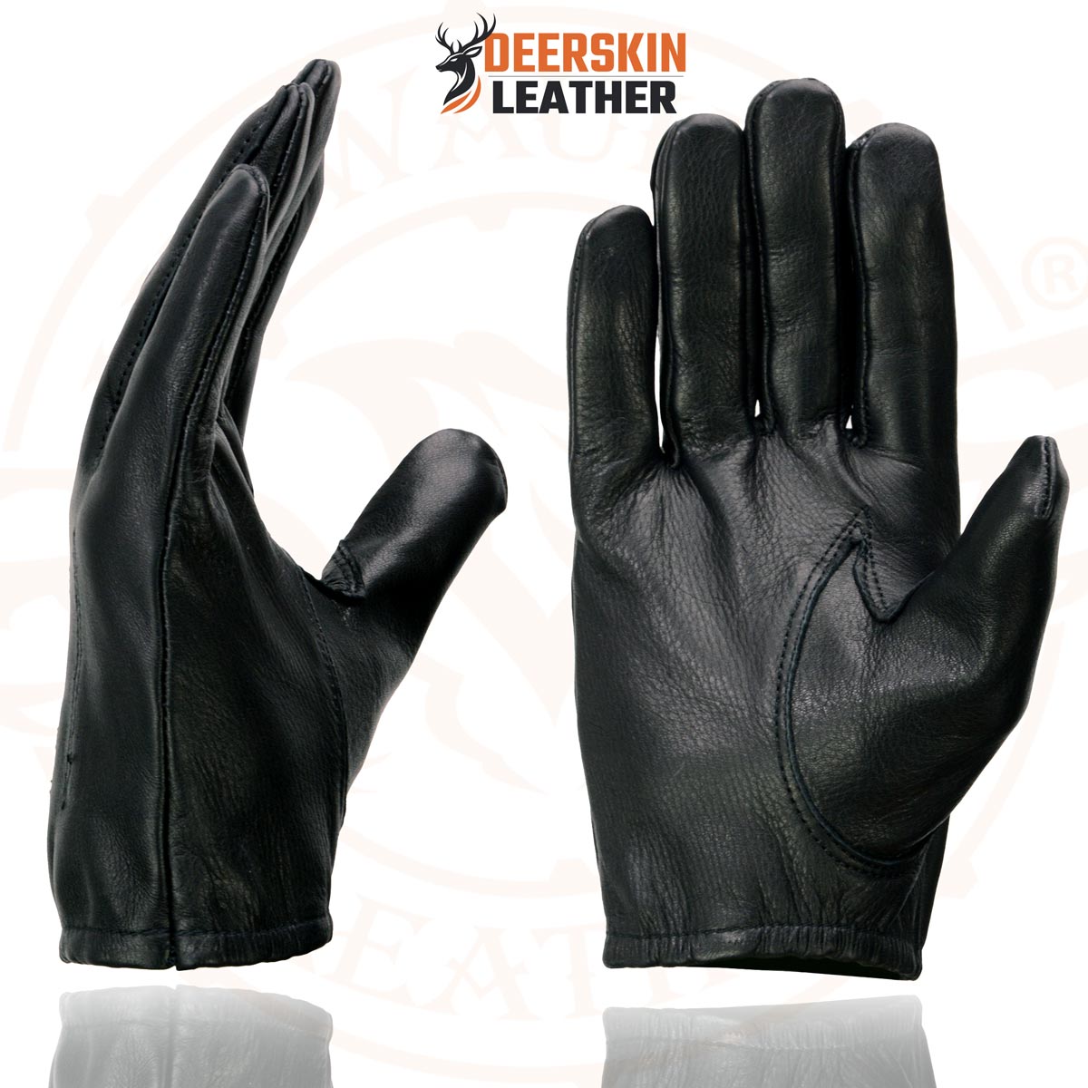 Milwaukee Leather SH887 Men's USA Deerskin Black Leather Unlined Lightweight Motorcycle Riders Gloves