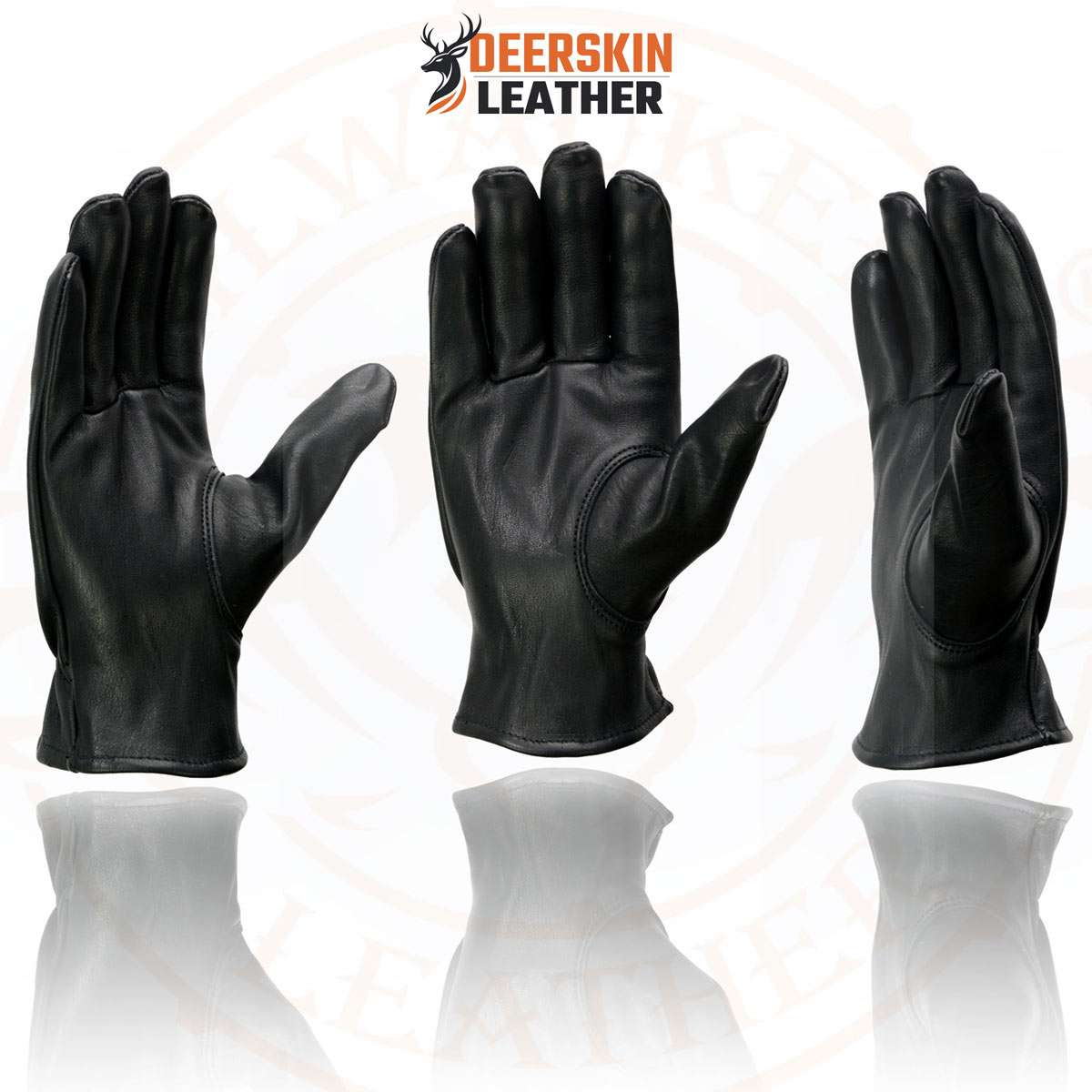 Milwaukee Leather MG7595 Men's Black Deerskin Unlined Motorcycle Hand Gloves w/ Sinch Wrist Closure