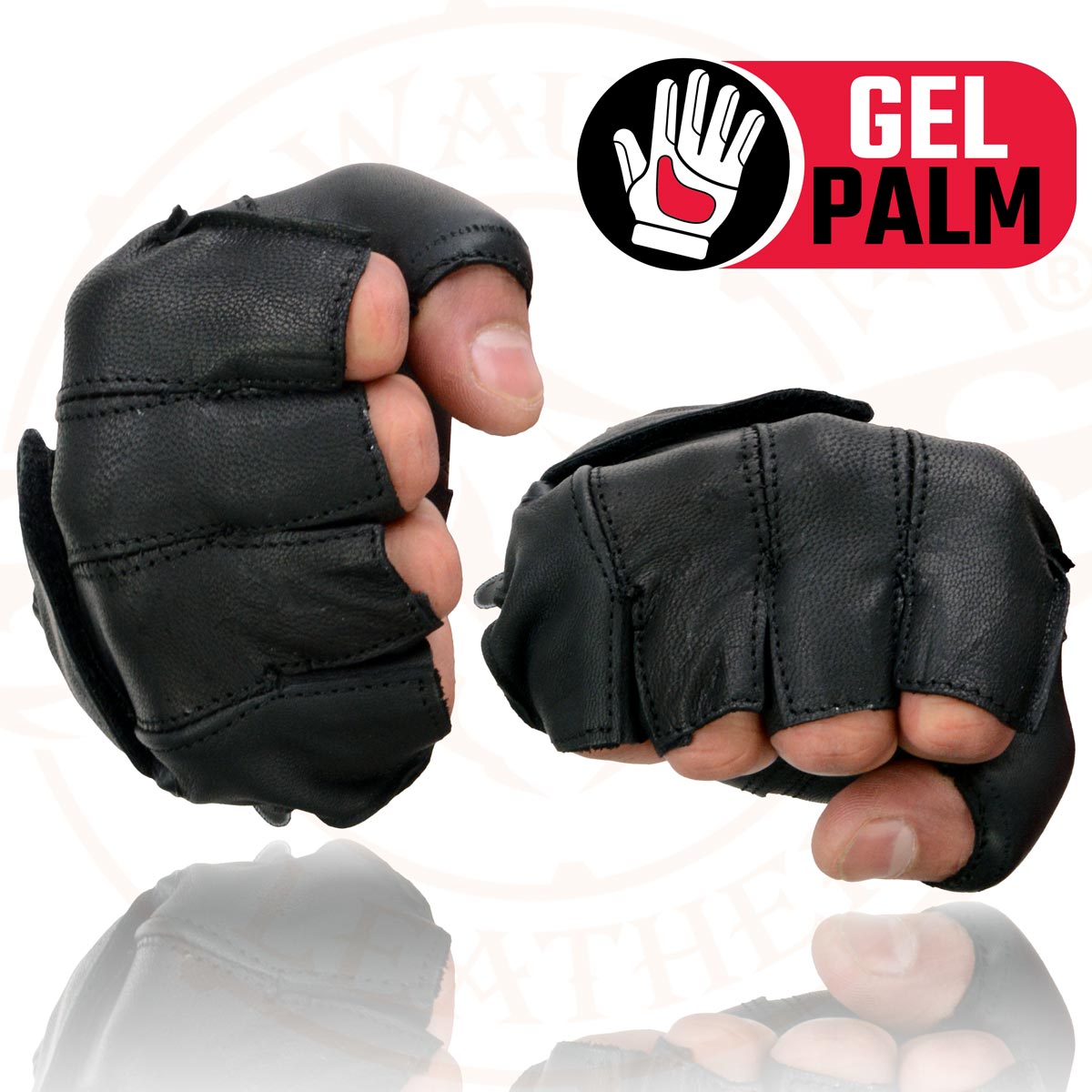 Milwaukee Leather SH442 Men's Black Leather Gel Padded Palm Fingerless Motorcycle Hand Gloves W/ Soft ‘Genuine Leather’