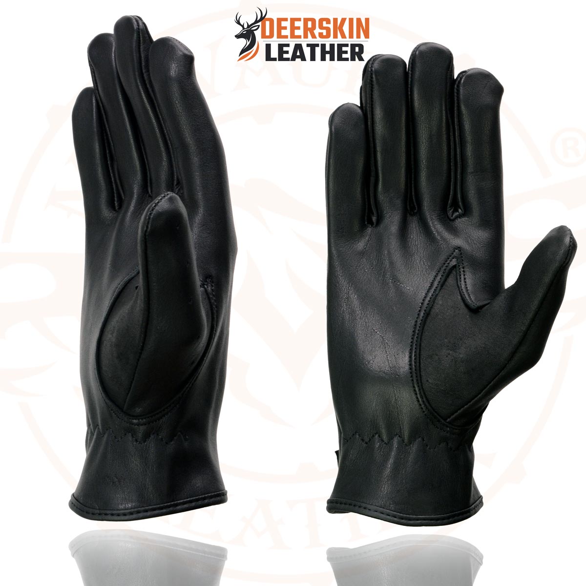 Milwaukee Leather SH868 Men's Open Knuckle USA Deerskin Black Perforated Leather Motorcycle Riders Gloves