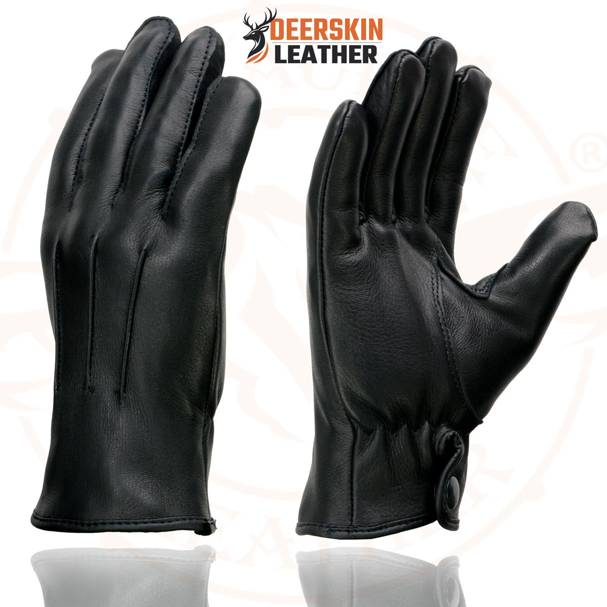 Milwaukee Leather SH875 Men's Thermal Lined USA Deerskin Black Leather Motorcycle Gloves w/ Snap Wrist Closure