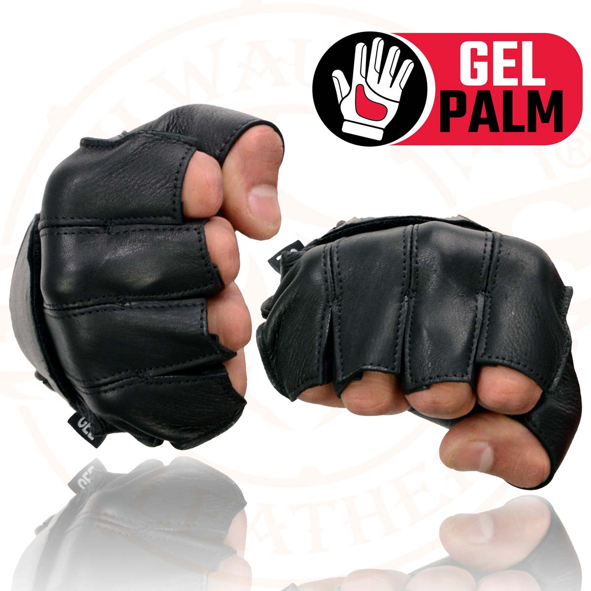 Milwaukee Leather SH850 Men's Black Premium Deer Skin Leather Gel Padded Palm Fingerless Motorcycle Gloves