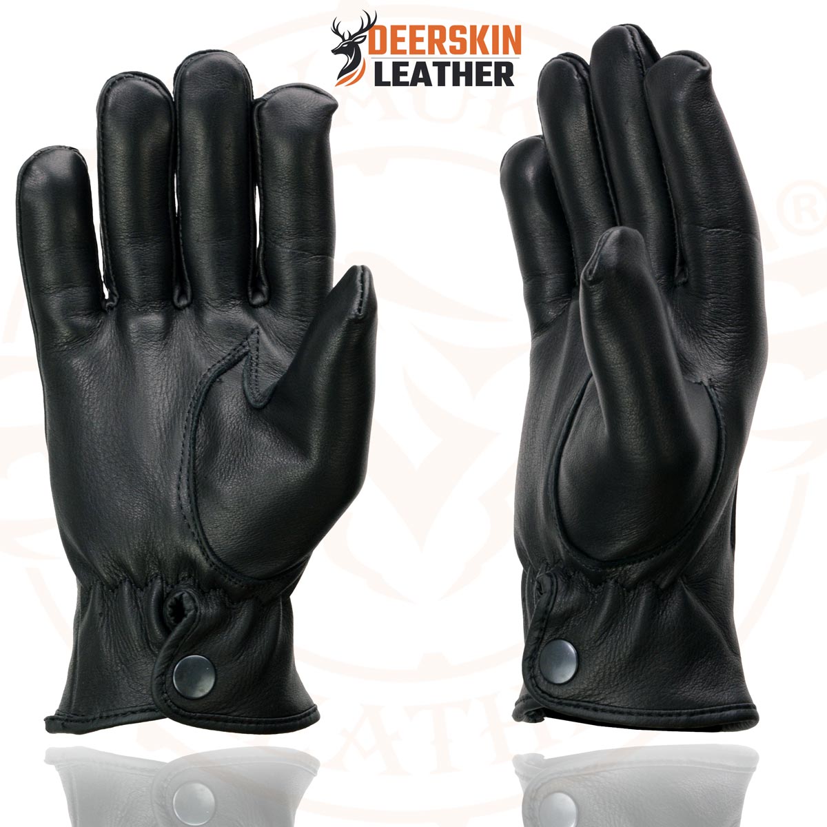 Milwaukee Leather SH875 Men's Thermal Lined USA Deerskin Black Leather Motorcycle Gloves w/ Snap Wrist Closure