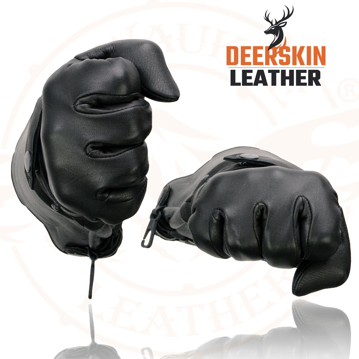 Milwaukee Leather SH857 Men's Long Cuff Thermal Lined USA Deerskin Black Leather Gauntlet Motorcycle Gloves