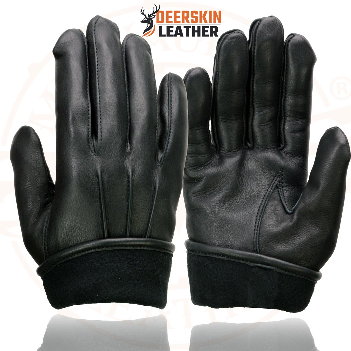 Milwaukee Leather SH865 Men's Black Thermal Lined USA Deerskin Leather Motorcycle Winter Rider Gloves