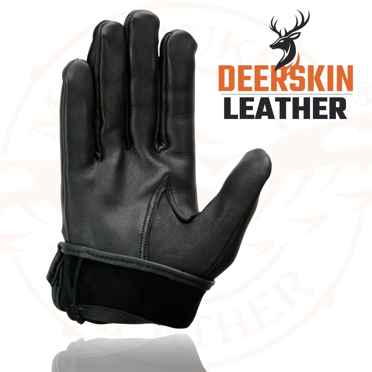 Milwaukee Leather SH868 Men's Open Knuckle USA Deerskin Black Perforated Leather Motorcycle Riders Gloves