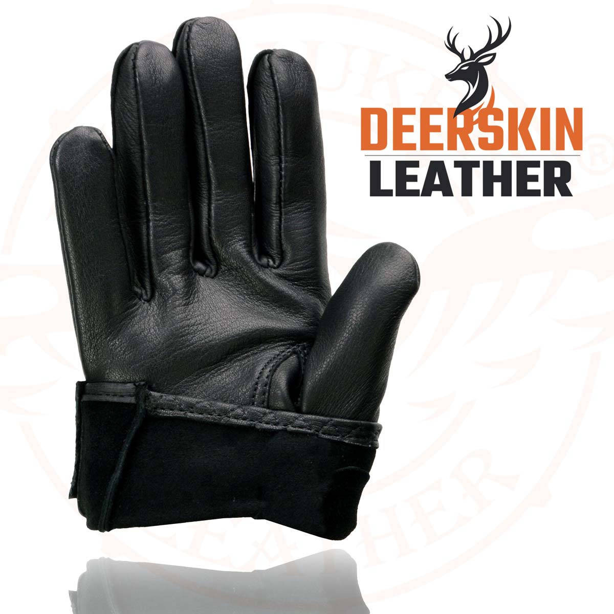 Milwaukee Leather SH868 Men's Open Knuckle USA Deerskin Black Perforated Leather Motorcycle Riders Gloves