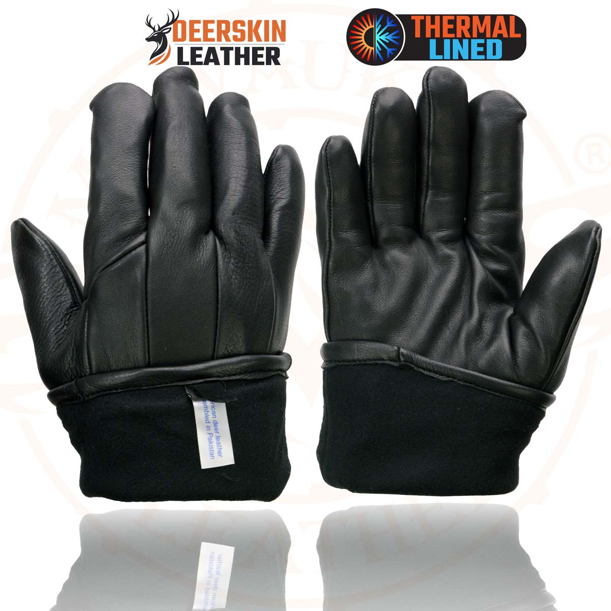 Milwaukee Leather SH864TH Men's Thermal Lined USA Deerskin Black Leather Gauntlet Motorcycle Winter Gloves