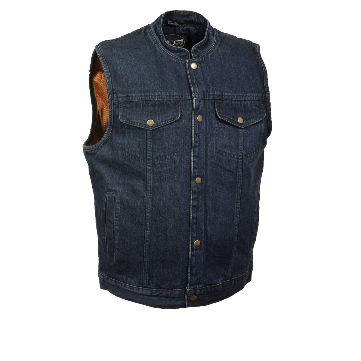 M Boss Motorcycle Apparel Apparel BOS13520 Men's Blue Denim Snap Front Club Style Motorcycle Rider Vest