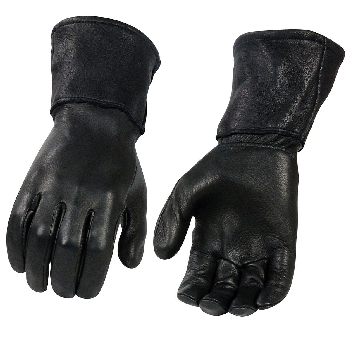 Milwaukee Leather Men's Gauntlet Motorcycle Hand Gloves- Black Deerskin Long Cuff Thermal Lined Leather Palm - G317