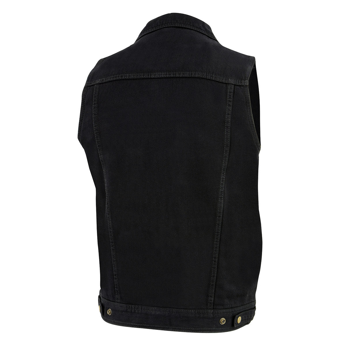 Milwaukee Leather DM1331 Men's Black Denim Motorcycle Biker Riders Vest w/ Shirt Style Collar