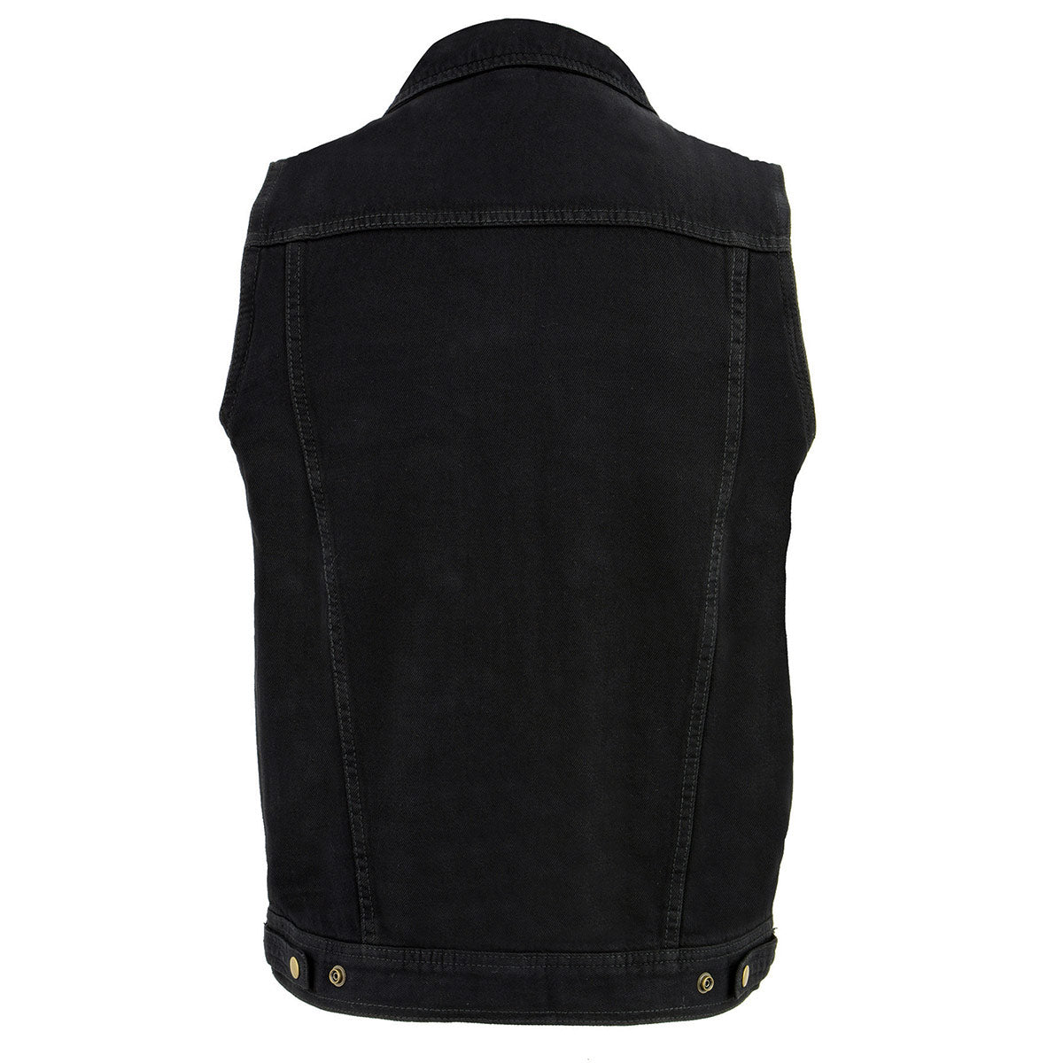 Milwaukee Leather DM1331 Men's Black Denim Motorcycle Biker Riders Vest w/ Shirt Style Collar