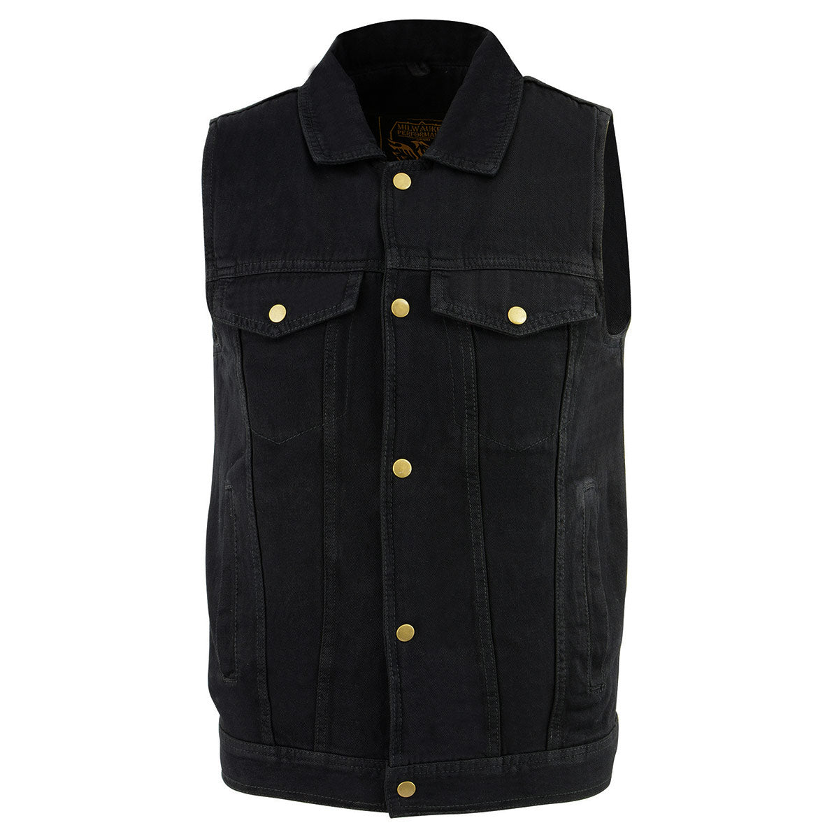 Milwaukee Leather DM1331 Men's Black Denim Motorcycle Biker Riders Vest w/ Shirt Style Collar