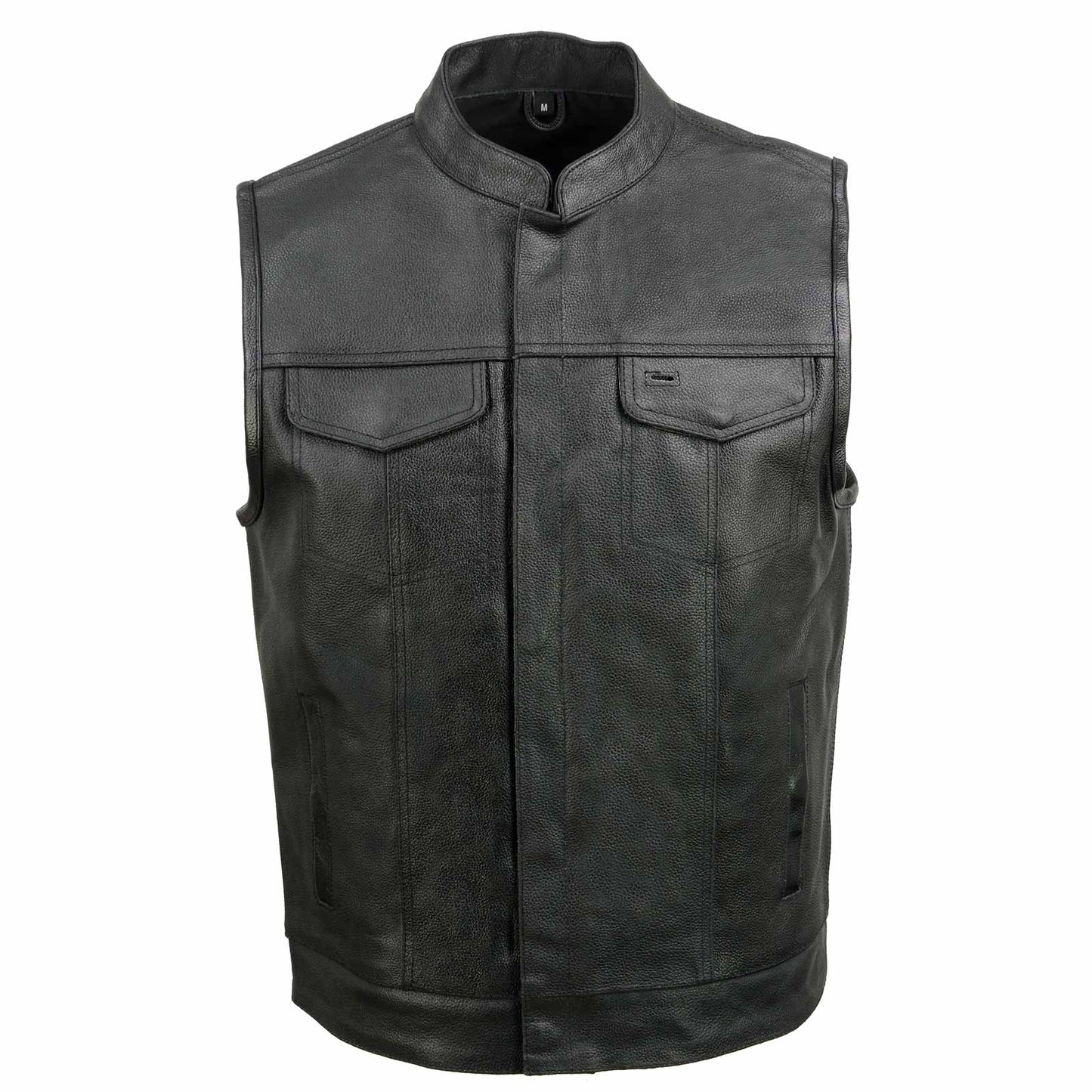 Event Leather ELM3910 Black Motorcycle Leather Vest for Men w/ Dual Closure - Riding Club Adult Motorcycle Vests