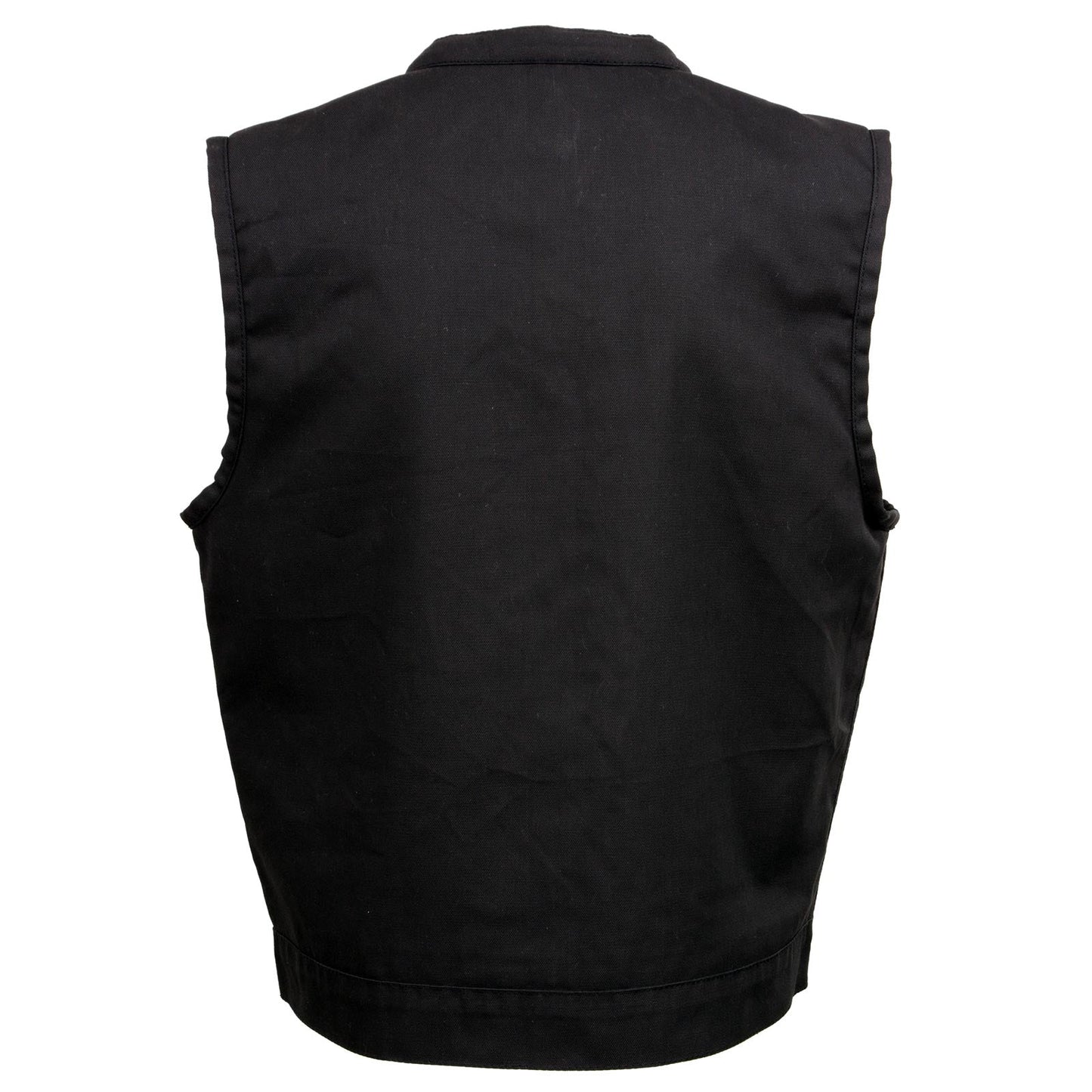 Milwaukee Leather MDM3007 Men's 'Brute' Concealed Snap Black Denim Club Style Vest w/ USA Flag Liner