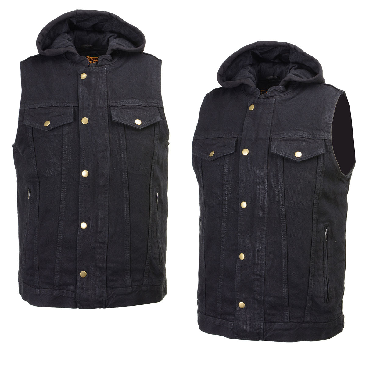 Milwaukee Leather MDM3020 Men's Black Denim '5-in-1' Club Style Vest with Removable Hoodie