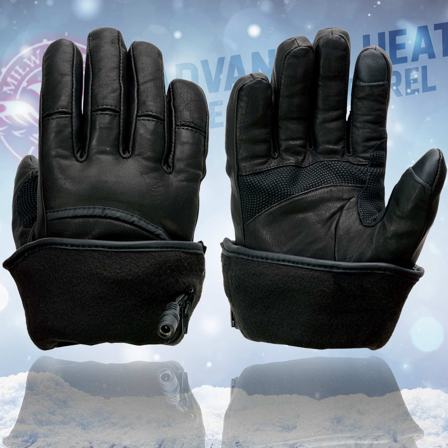 Milwaukee Leather MG7513SET Men’s Heated Winter Gloves for Motorcycle Ski Hunting w/ Battery/Harness Wire and i-Touch