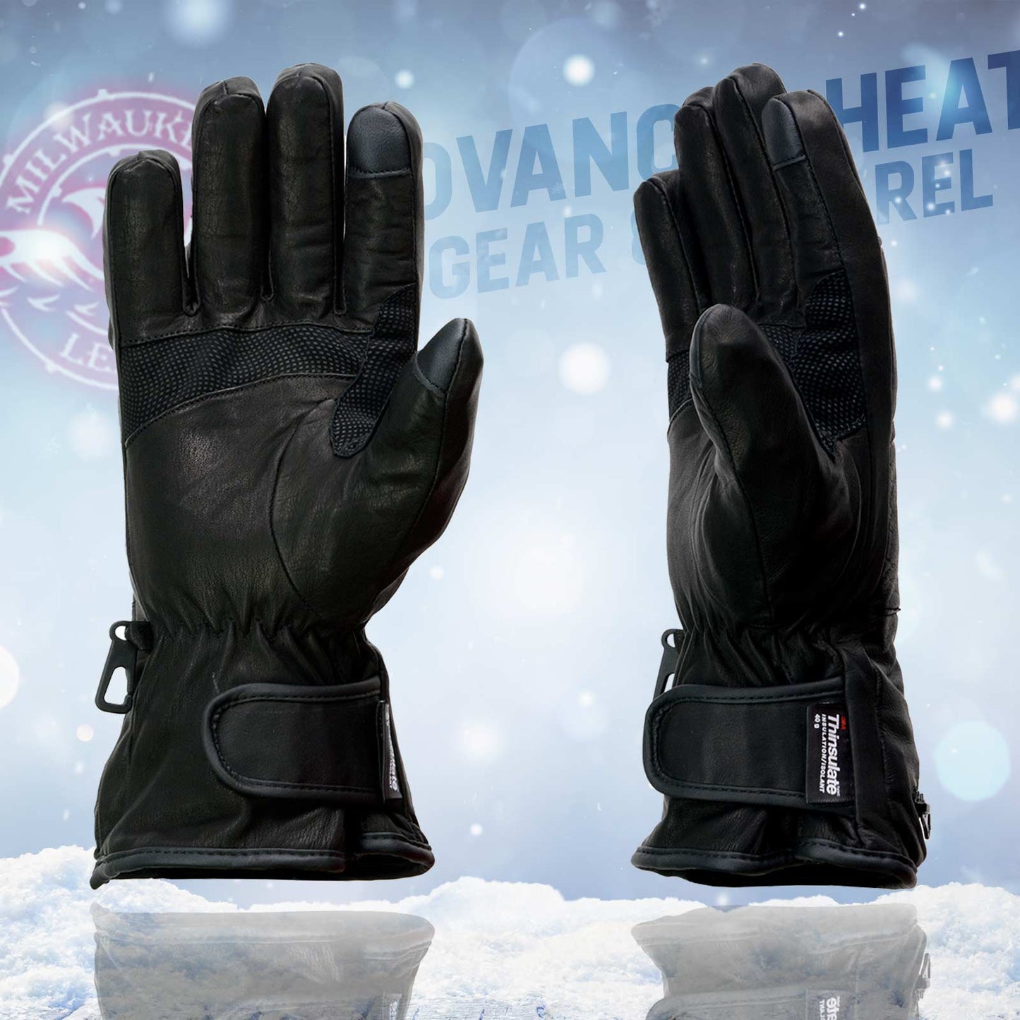 Milwaukee Leather MG7513SET Men’s Heated Winter Gloves for Motorcycle Ski Hunting w/ Battery/Harness Wire and i-Touch