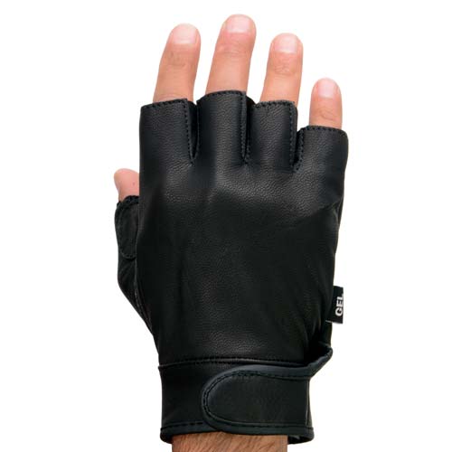 Milwaukee Leather MG7585 Men's Black Leather Gel Padded Palm Fingerless Motorcycle Hand Gloves w/ Full Panel Cover