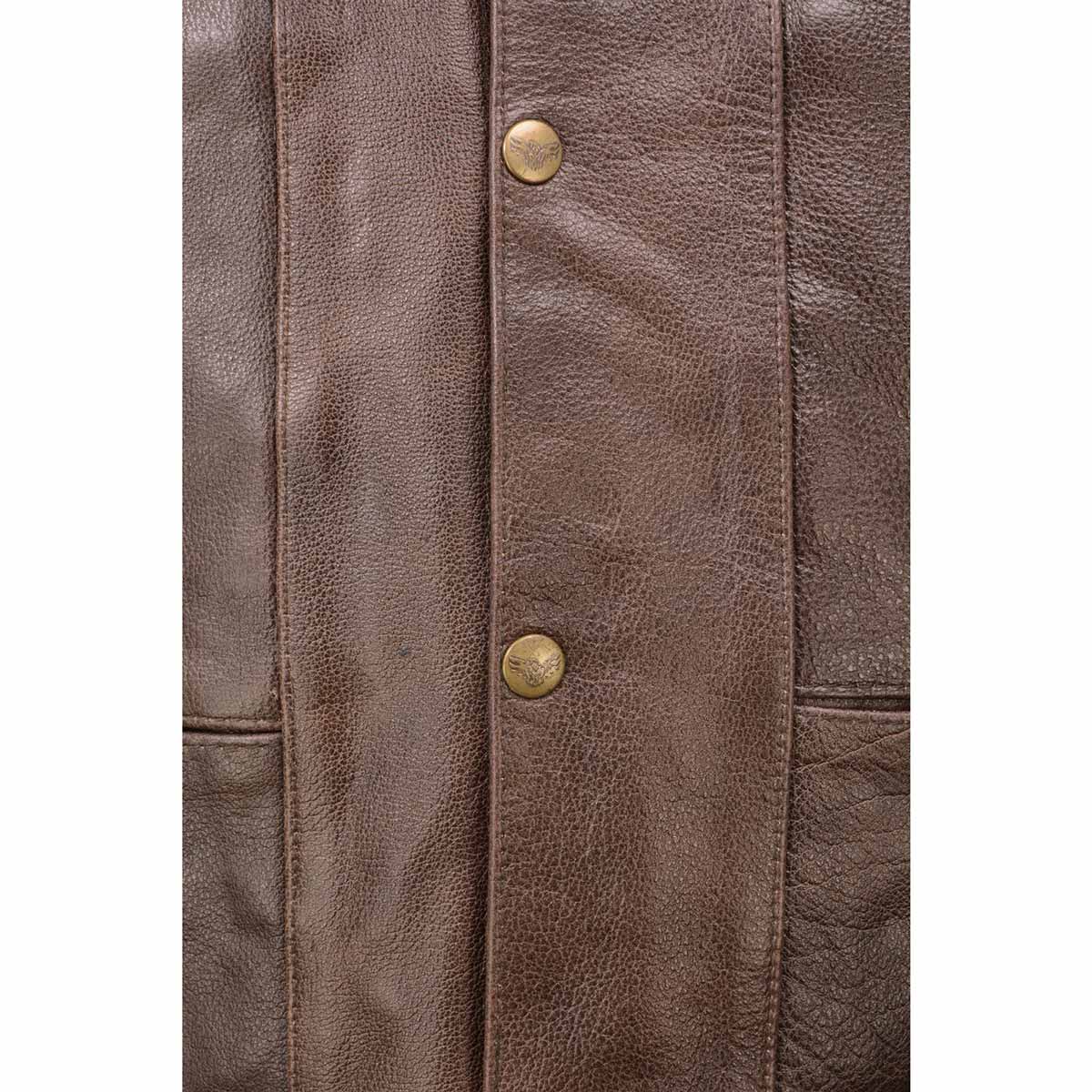 Milwaukee Leather ML1391RT Men's Retro Brown Leather Vest- 10 Pockets Side Lace 4-Snap V-Neck Motorcycle Rider Vest