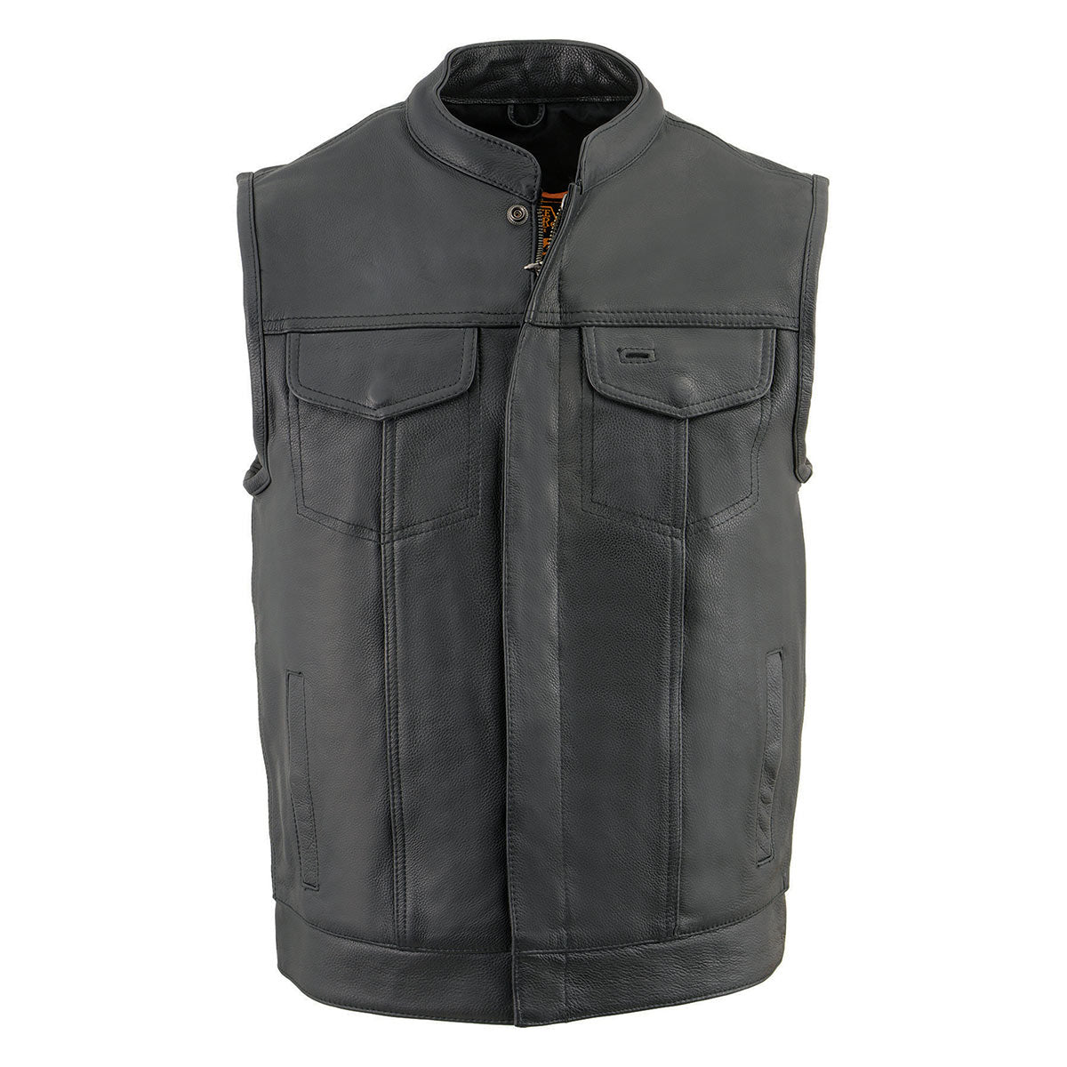 Milwaukee Leather Men's Black Cool-Tec Premium Leather Vest - Club Style Dual Closure Motorcycle Rider Vest MLM3514