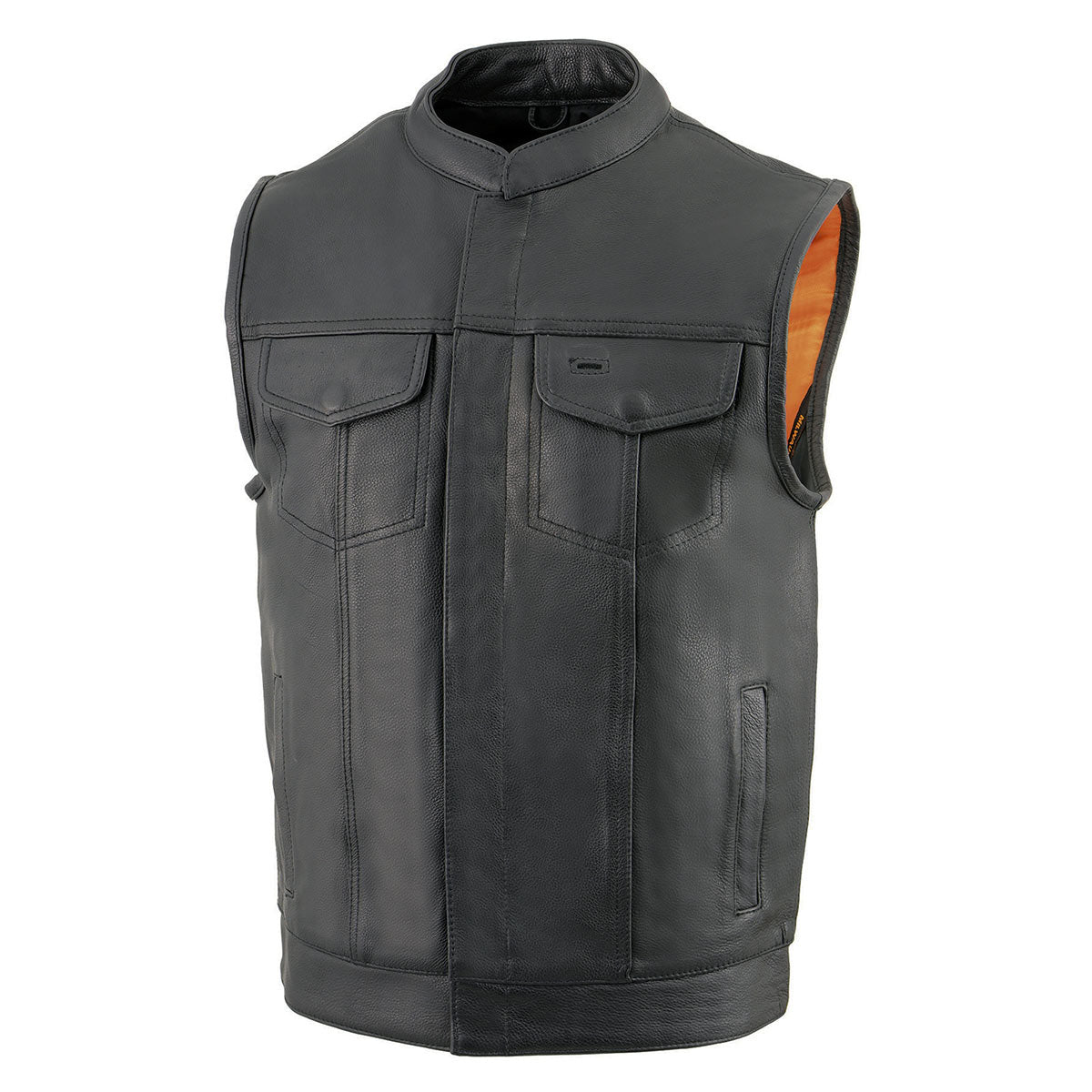 Milwaukee Leather Men's Black Cool-Tec Premium Leather Vest - Club Style Dual Closure Motorcycle Rider Vest MLM3514