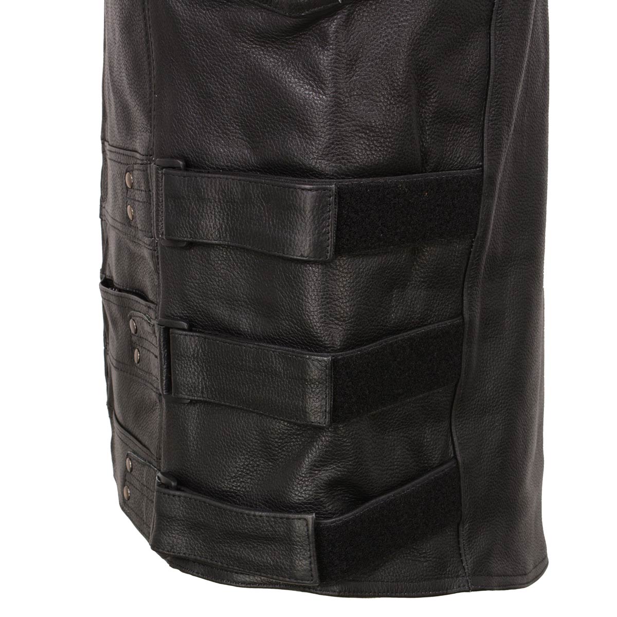 Milwaukee Leather MLM3530 Men's Black Swat Tactical Style Leather Vest Club Patch Accessible Single Panel Back Vest