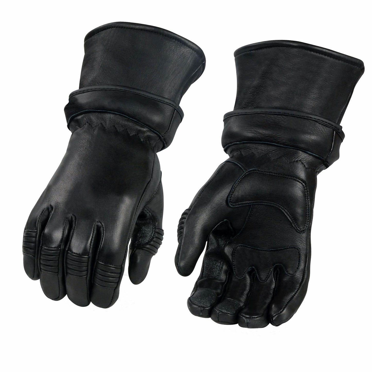 Milwaukee Leather SH852 Men's USA Deerskin Black Leather Gauntlet Motorcycle Thermal Lined Gloves