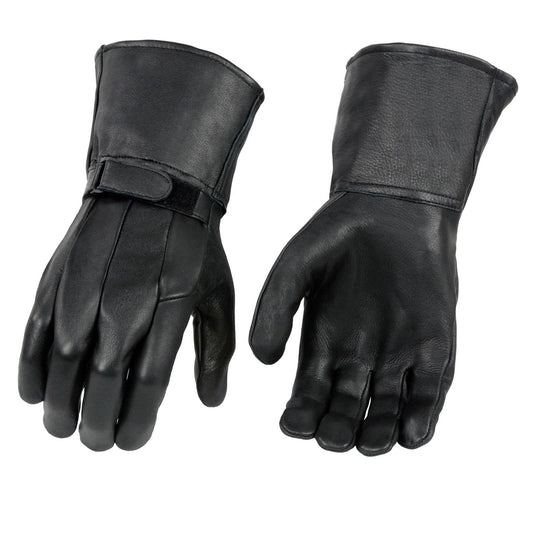 Milwaukee Leather SH864TH Men's Thermal Lined USA Deerskin Black Leather Gauntlet Motorcycle Winter Gloves