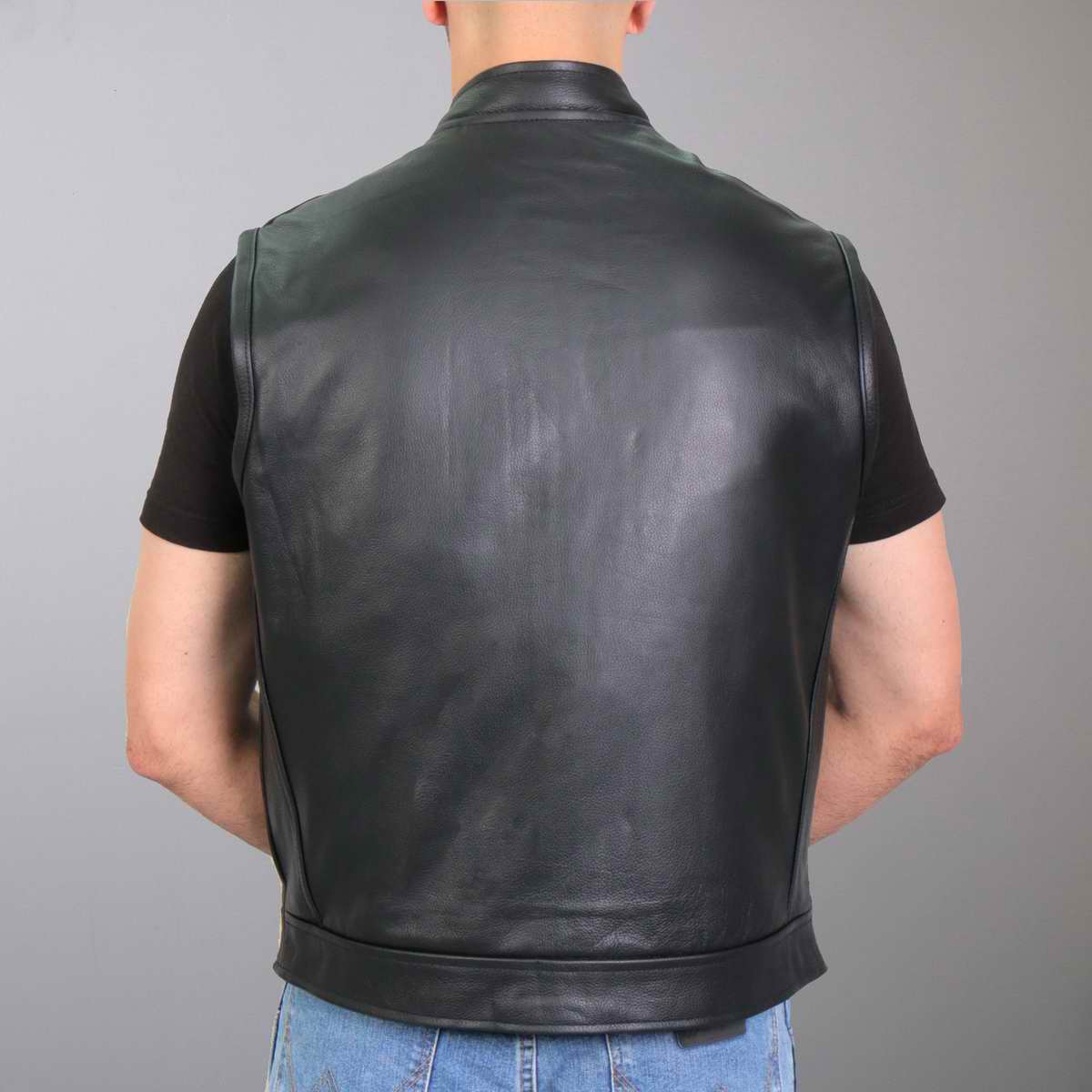 Hot Leathers VSM1049 Men's Black 'Paisley' Conceal and Carry Motorcycle Club Style Leather Vest