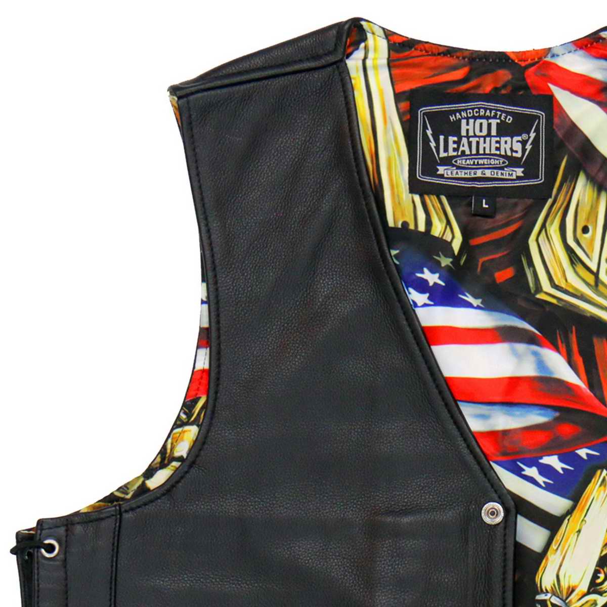 Hot Leathers VSM1065 Men's Black 'Wooded Eagle' Conceal and Carry Side Lace Leather Vest