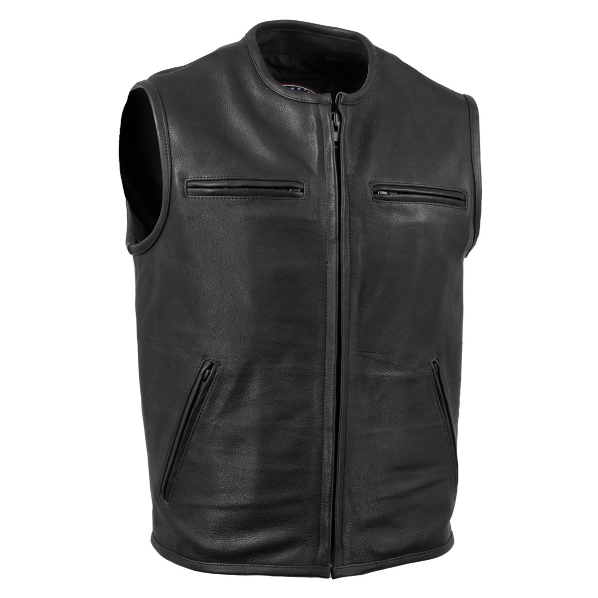 Milwaukee Leather USA MADE MLVSM5001 Men's Black 'Steerhide' Premium Leather Motorcycle Club Style Vest